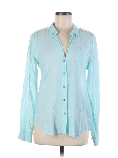 Lilly Pulitzer Checkered Gingham Blue Teal Long Sleeve Button Down