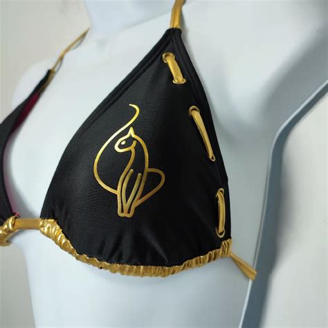 Baby Phat Women S Black And Gold Bikini And Tankini Tops Depop