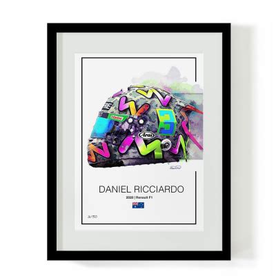 Print 3 FRAMED Daniel Ricciardo 2020 Helmet RacePrints