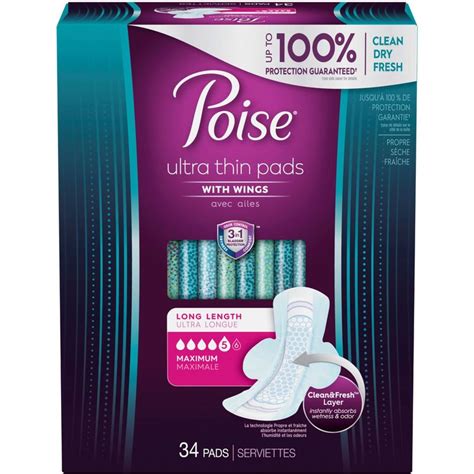 Poise Ultra Thin Postpartum Incontinence Pads Maximum Absorbency Long