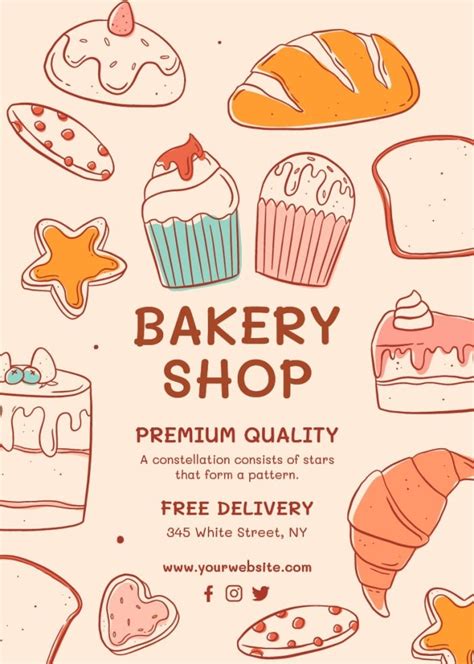 Free Linear Hand Drawn Premium Quality Bakery Poster Template