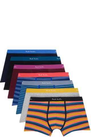 Seven Pack Multicolor Artist Stripe Boxers By Paul Smith On Sale