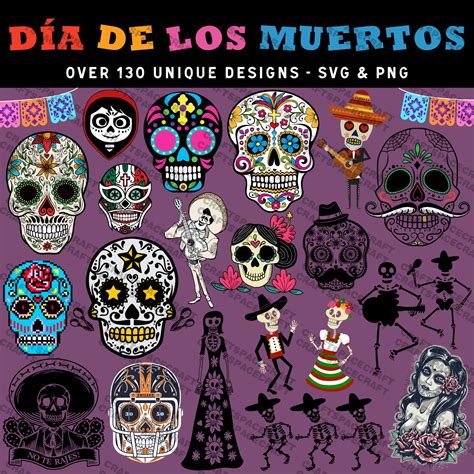 Dia De Los Muertos Sugar Skull Svg Bundle Png Files Vector Etsy