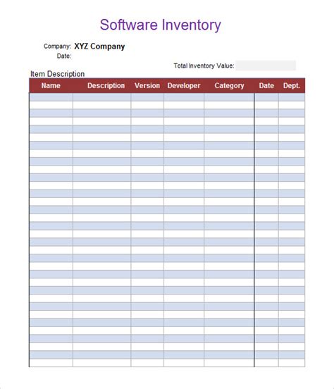 Printable Small Business Inventory Template - Printable Templates