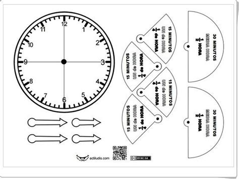 Recursos didácticos para imprimir ver leer Reloj Medias y cuartos