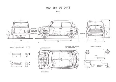 Austin Mini 1968 Blueprint - Download free blueprint for 3D modeling