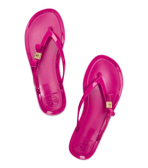 Lyst Tory Burch Michaela Bow Jelly Flip Flop In Pink