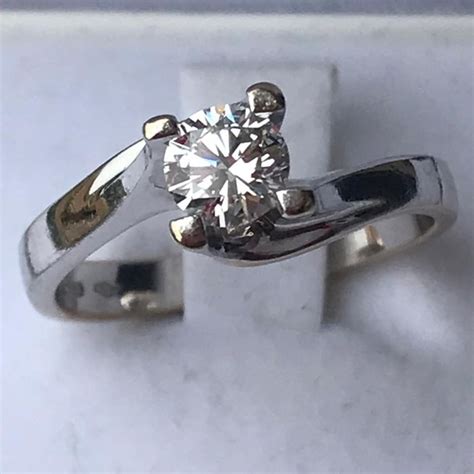 Carati Oro Bianco Anello Ct Diamante Catawiki