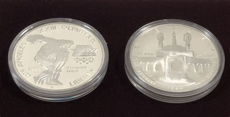 S Los Angeles Olympic Two Coin Proof Silver Dollar Set W Us