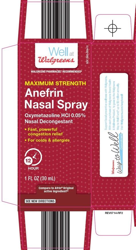 Anefrin Nasal Original Walgreen Company Oxymetazoline Hydrochloride 0