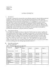 Melting point lab report.docx - Thanh Dang 0824410 CHEM 12A Lab Report: Melting Point I ...