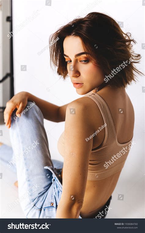 Beautiful Sexy Woman Wearing Lingerie Jeans Stock Photo 1930084760 Shutterstock