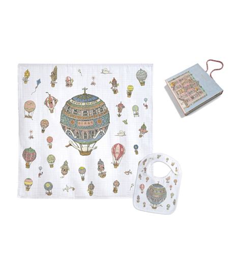 Atelier Choux Hot Air Balloon Swaddle And Bib Gift Set Harrods US