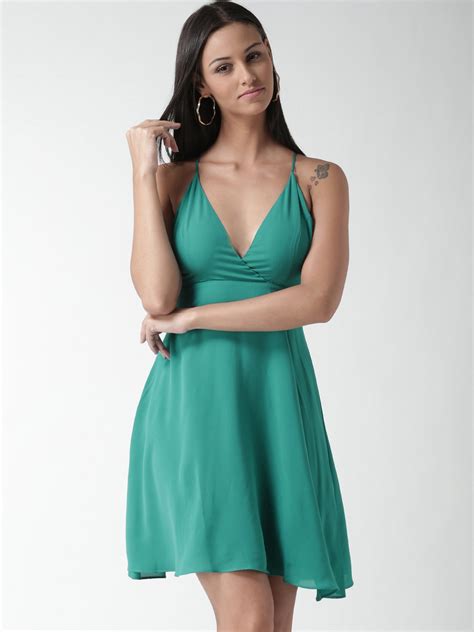 Buy Forever 21 Sea Green Polyester Tailored Dress Dresses For Women