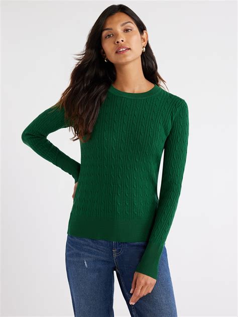 Free Assembly Womens Cable Knit Crewneck Sweater Midweight Sizes Xs