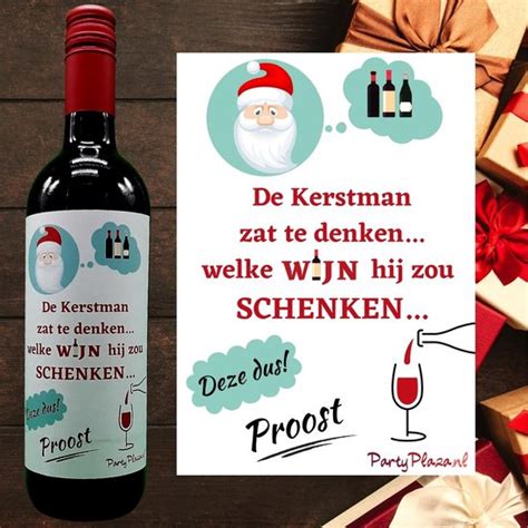 Wijnetiket Kerst Wijnlabel Kerstcadeau Voor Volwassenen Wijncadeau