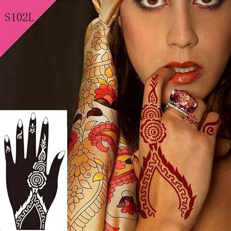 1pc New Hot Glitter Flower Mehndi Henna Temporary Tattoo Stencil Sexy