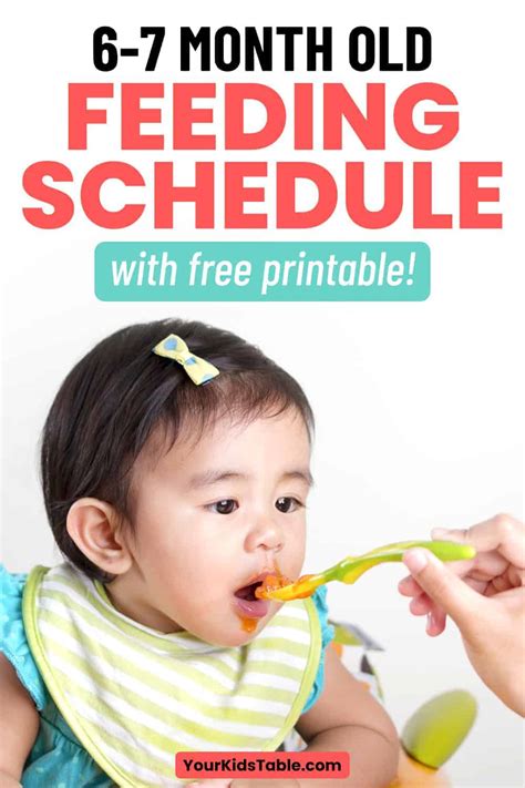 6 - 7 Month Old Feeding Schedule with Free Printable