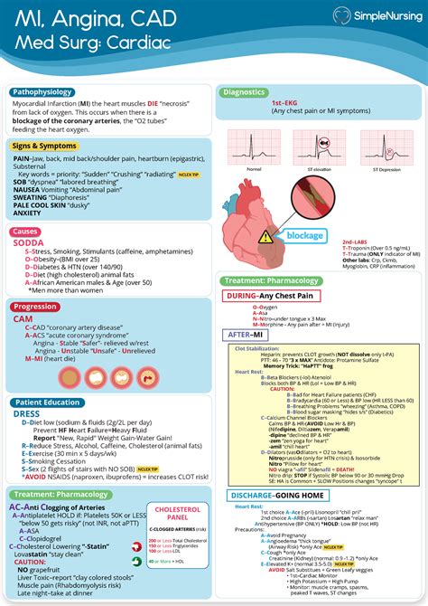 Cardiac Mi Angina Cad Simple Nursing Nus 211 Dccc Studocu