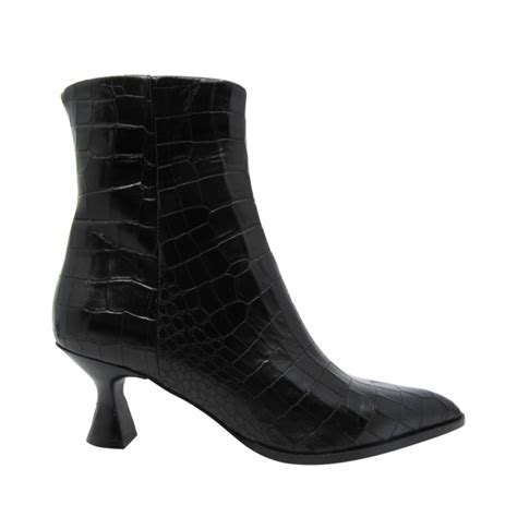 Zinda Bottillon Femme Noir Croco Chaussures Pierre Roy Saint Jean