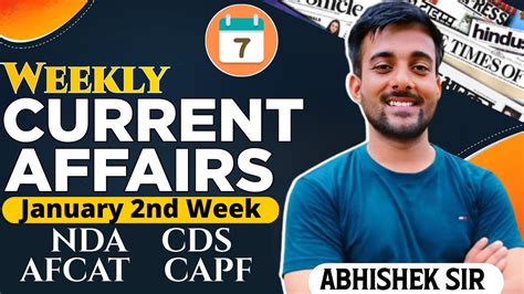 Current Affairs January Week Weekly Current Affairs For