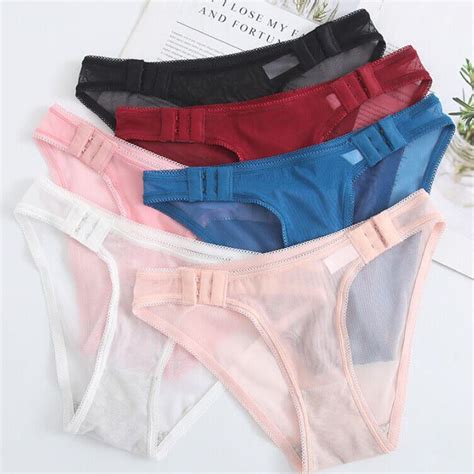Womens Lady Sexy Briefs Sheer Panties Thongs G String Lingerie Mesh Underwear EBay