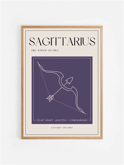 Sagittarius Zodiac Art Print Astrology Poster Zodiac Star Sign Wall