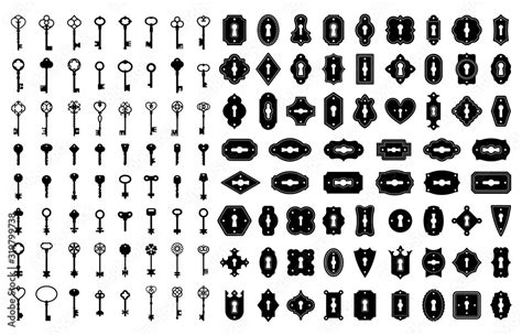 Key And Keyhole Silhouettes Old House Door Keys Vintage Lock Keyholes