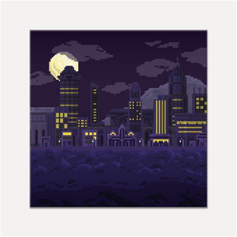 Azulejo Pixel Art City Skyline De PixelCarvel Colab55