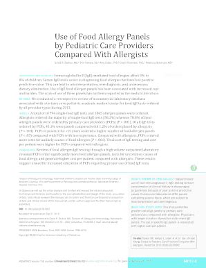 Fillable Online Use Of Food Allergy Panels Fax Email Print PdfFiller