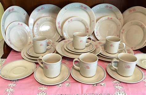 Vintage Corelle by Corning Ware dinnerware set Pink Roses and | Etsy