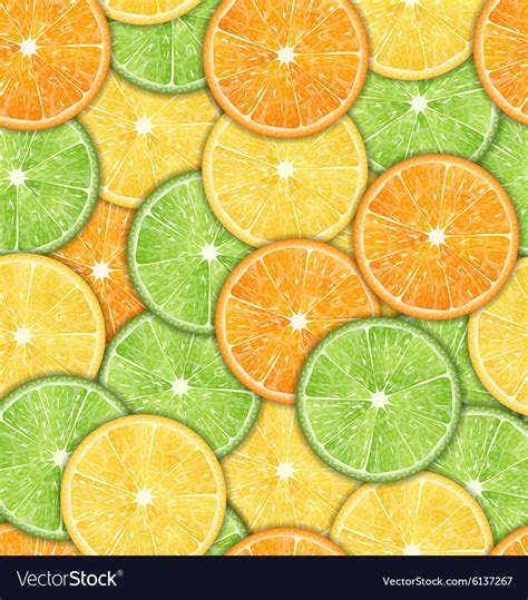 Seamless Pattern With Oranges Lemons And Limes Vector Image