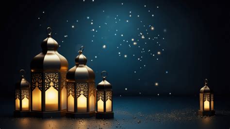 Ramadan Kareem With Decorative Arabic Lamp Background Ramadan