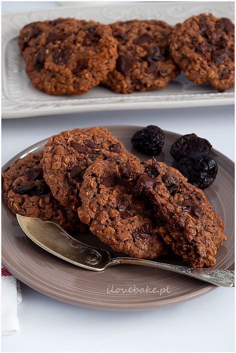 Ciastka owsiane czekoladowe ze śliwką ILoveBake pl