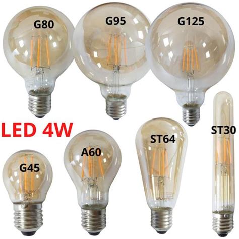 Lâmpada Filamento LED 4w Bulbo Retro Âmbar St64 G45 G80 G95 G125 A60