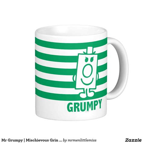 Mr Grumpy Mischievous Grin And Green Stripes Coffee Mug Mugs Mr Grumpy Grumpy