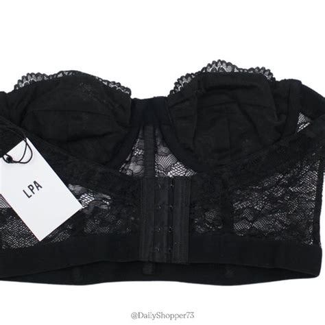 Lpa Intimates Sleepwear Lpa Womens Sheer Black Lace Strapless