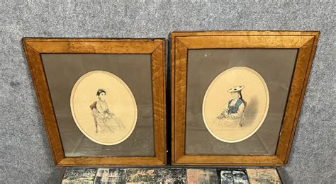 Proantic Warin 1874 Pair Of Watercolor Drawings Napoleon III Period