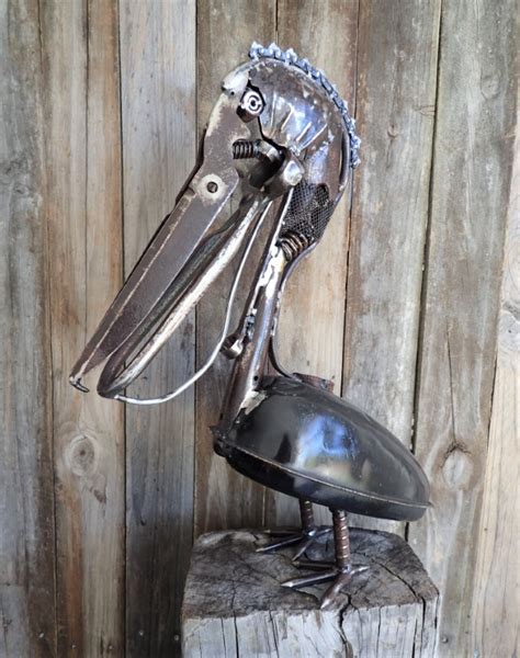 Hand Crafted Metal Pelican Sculptures Welderworx