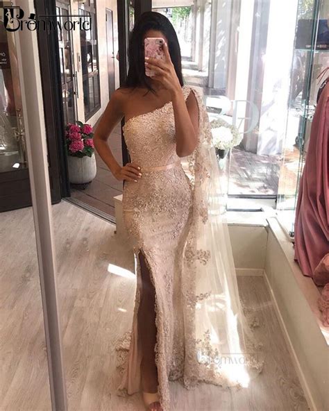 Discount Offer Sexy Lace Mermaid Evening Dresses 2020 Champagne Beads