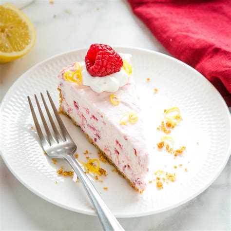 Easy No Bake Lemon Raspberry Cheesecake The Busy Baker