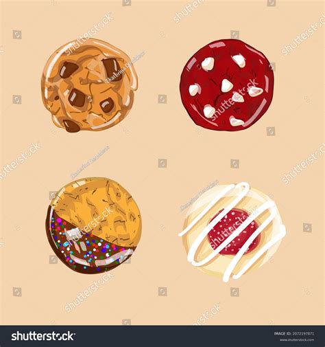 Set Four Cookies Vector Illustration On Stock Vector Royalty Free 2072197871 Shutterstock