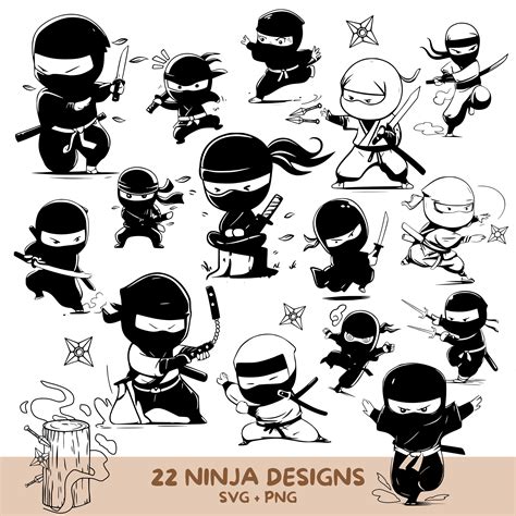 Ninja Svg Bundle Cute Ninja Clipart Cute Ninja Vector Ninja Cut File