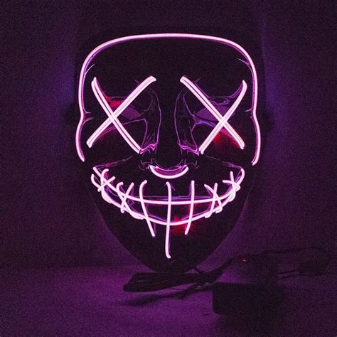 Led Mask Halloween Party Masque Masquerade Masks Neon Mask Light Glow