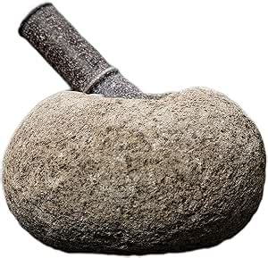 River Stone Mortar Pestle Natural Stone Mill For Spices Spices