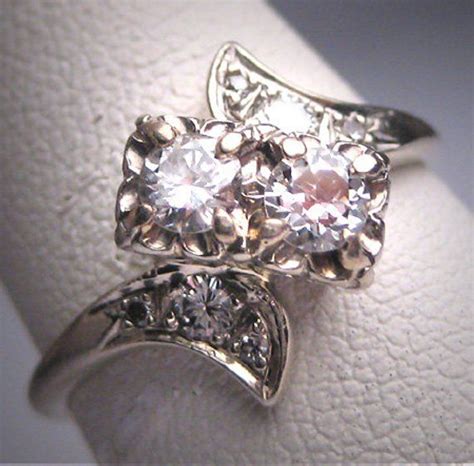 Antique Diamond Wedding Ring Vintage Art Deco 60ct W Gold Engagement