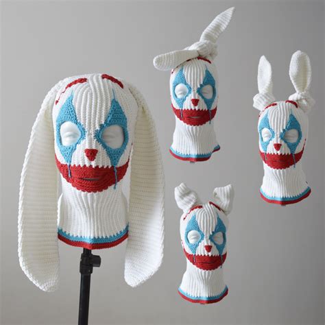 Custom Joker Bunny Ears Ski Mask Crochet Creepy Clown Rabbit - Etsy