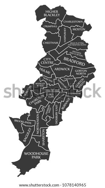 Manchester City Map England Uk Labelled 库存矢量图免版税1078140965 Shutterstock