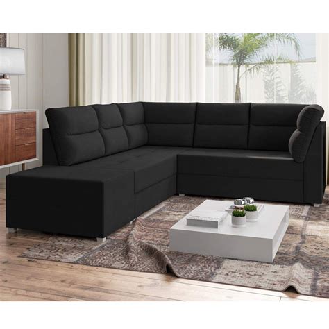 Conjunto de Sofás de Canto 2 e 3 Lugares Puff Verona Suede Veludo