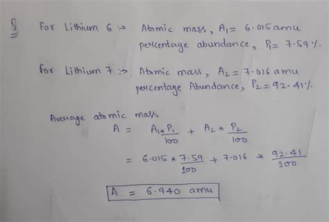 [Solved] Lithium has two known stable isotopes, lithium-6 and lithium-7 ...